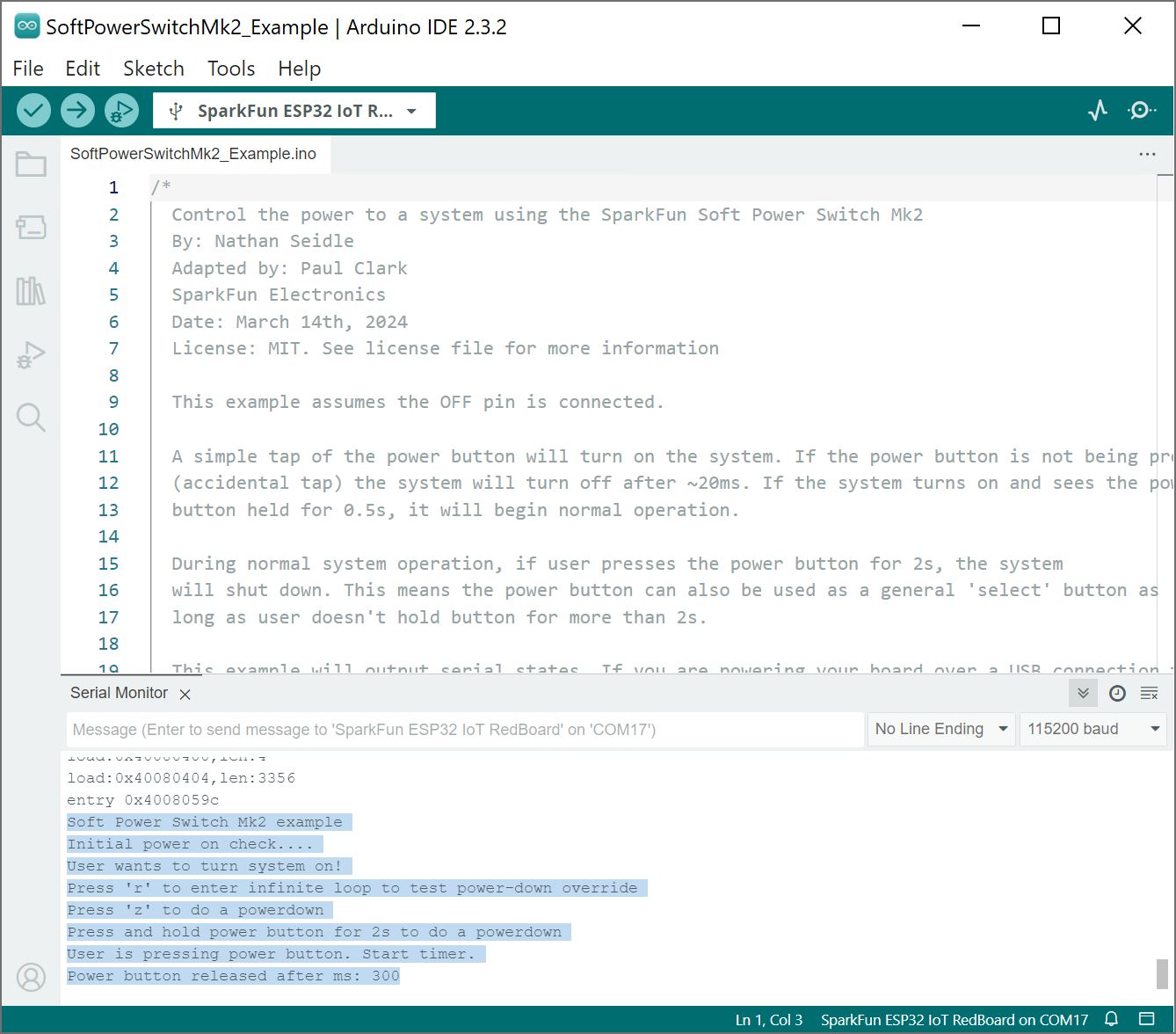 Arduino Output Soft Power Switch - USB-C Normal Operation - Power On