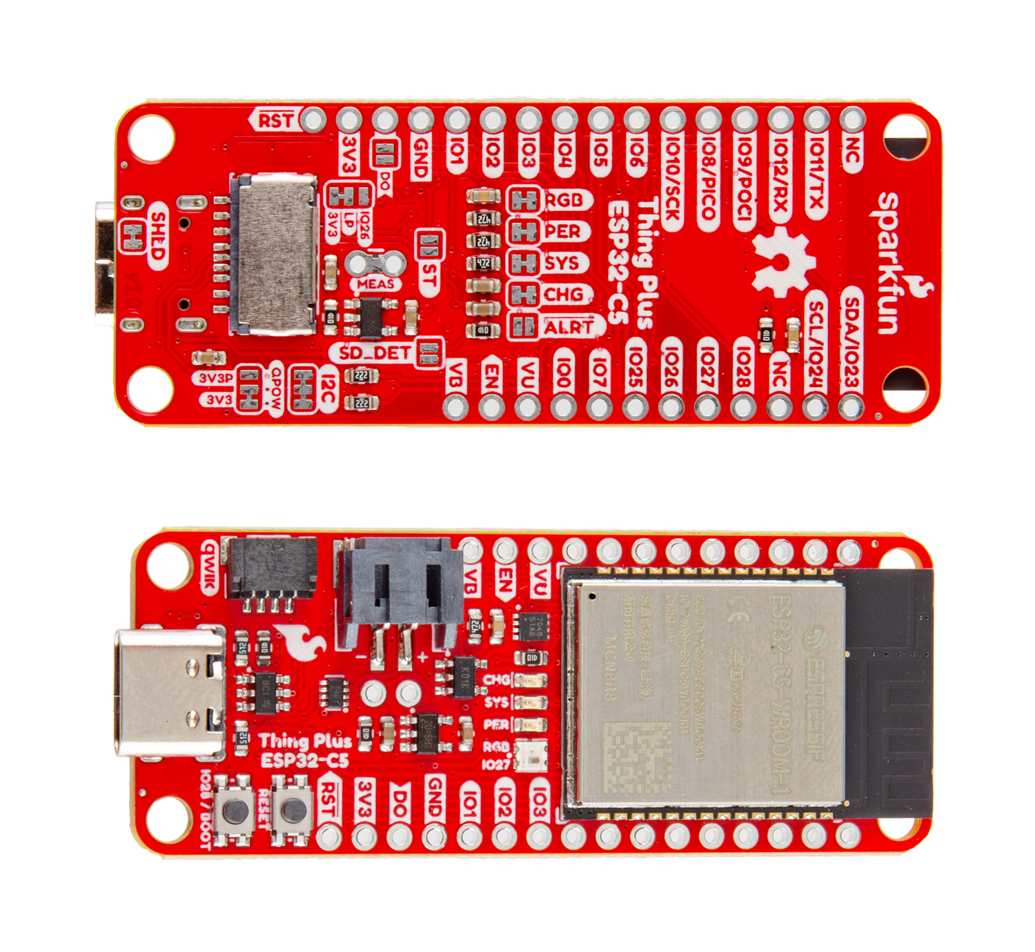 Front and back of the Thing Plus - ESP32-C5