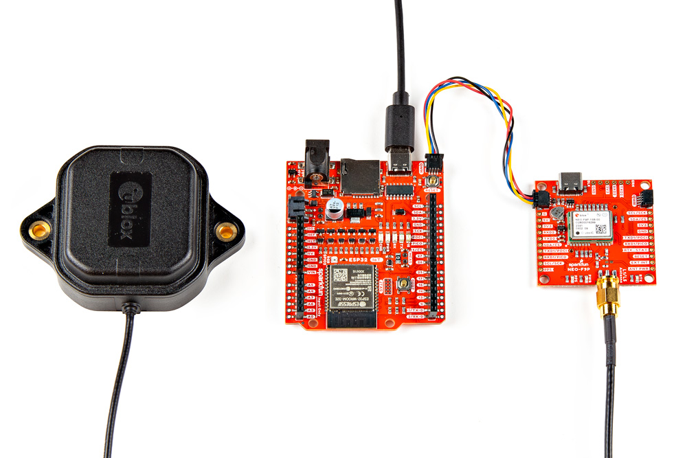 USB Cable Inserted into IoT RedBoard - ESP32 and NEO-F9P