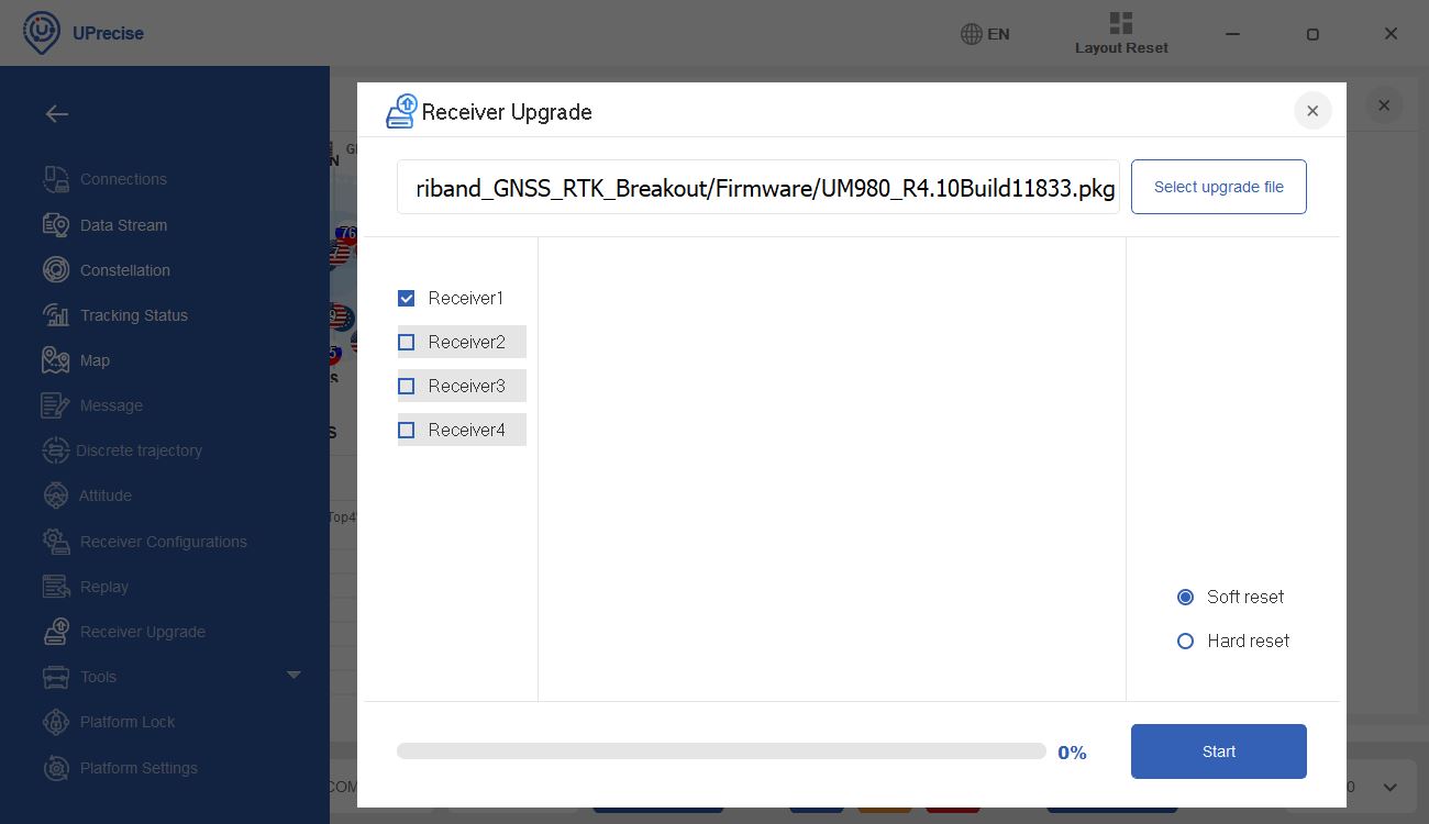 UPrecise Software: Select Receiver and Reset Method